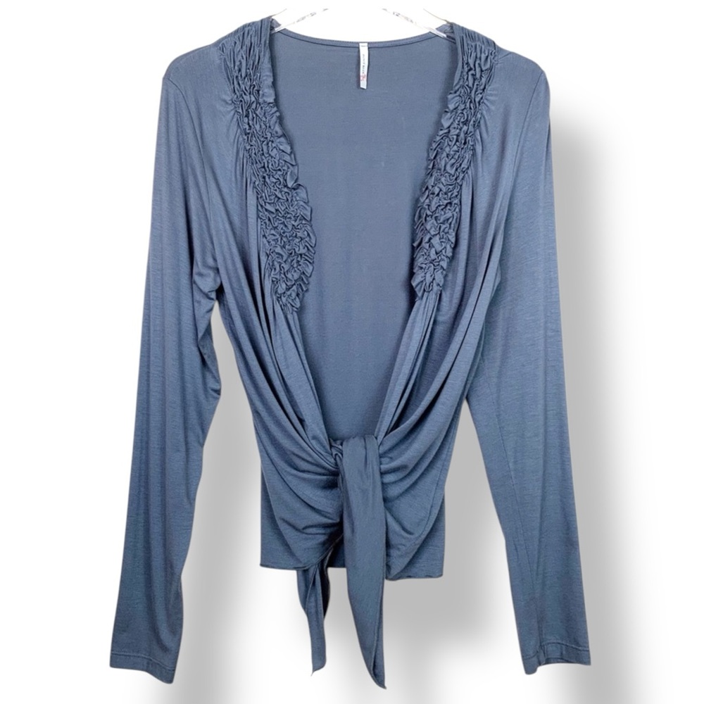 OLIVIA MOON Gray Smoke Wrap Kimono Open Cardigan M